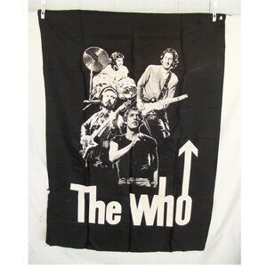 THE WHO Satin Banner/Flag, OS, Vintage, Black